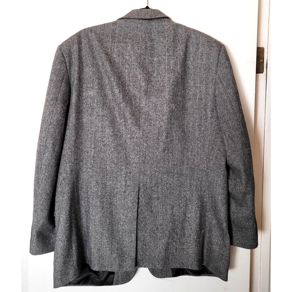 Bert Pulitzer Blazer Jacket Mens 46 R Gray Herringbone Wool Camel Hair Academia - Picture 12 of 15